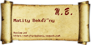 Matity Bekény névjegykártya